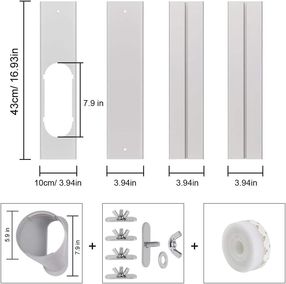 Portable Air Conditioner Window Vent Kit, Adjustable Window Seal with 5.9 Inch D