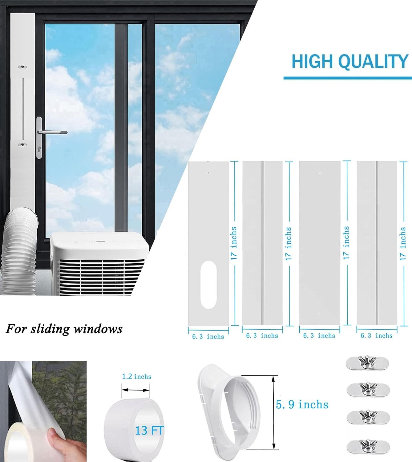 Innovative Adjustable Window Seal for Portable AC – Fits 5.9&Prime; Exhaust Hoses