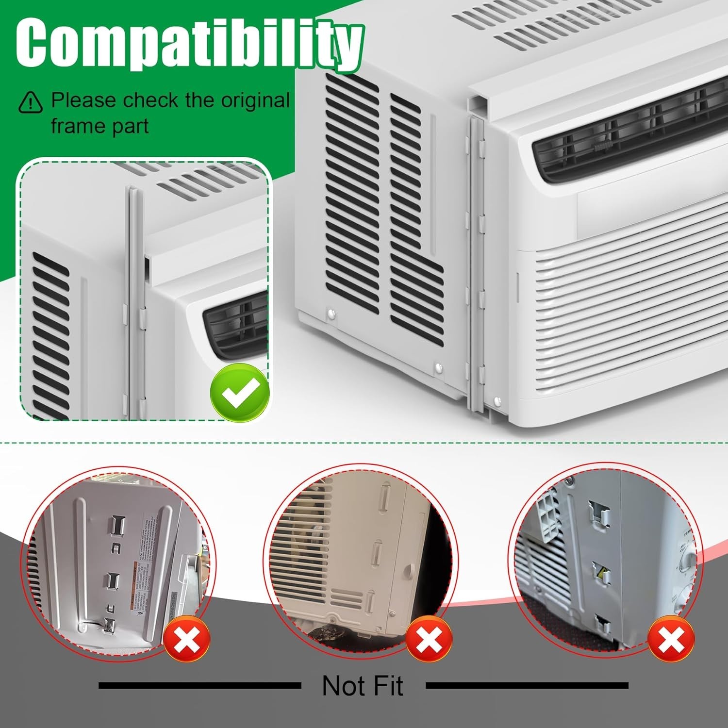 Window Air Conditioner Side Panel with Frame, Room AC Accordion Filler Curtai…