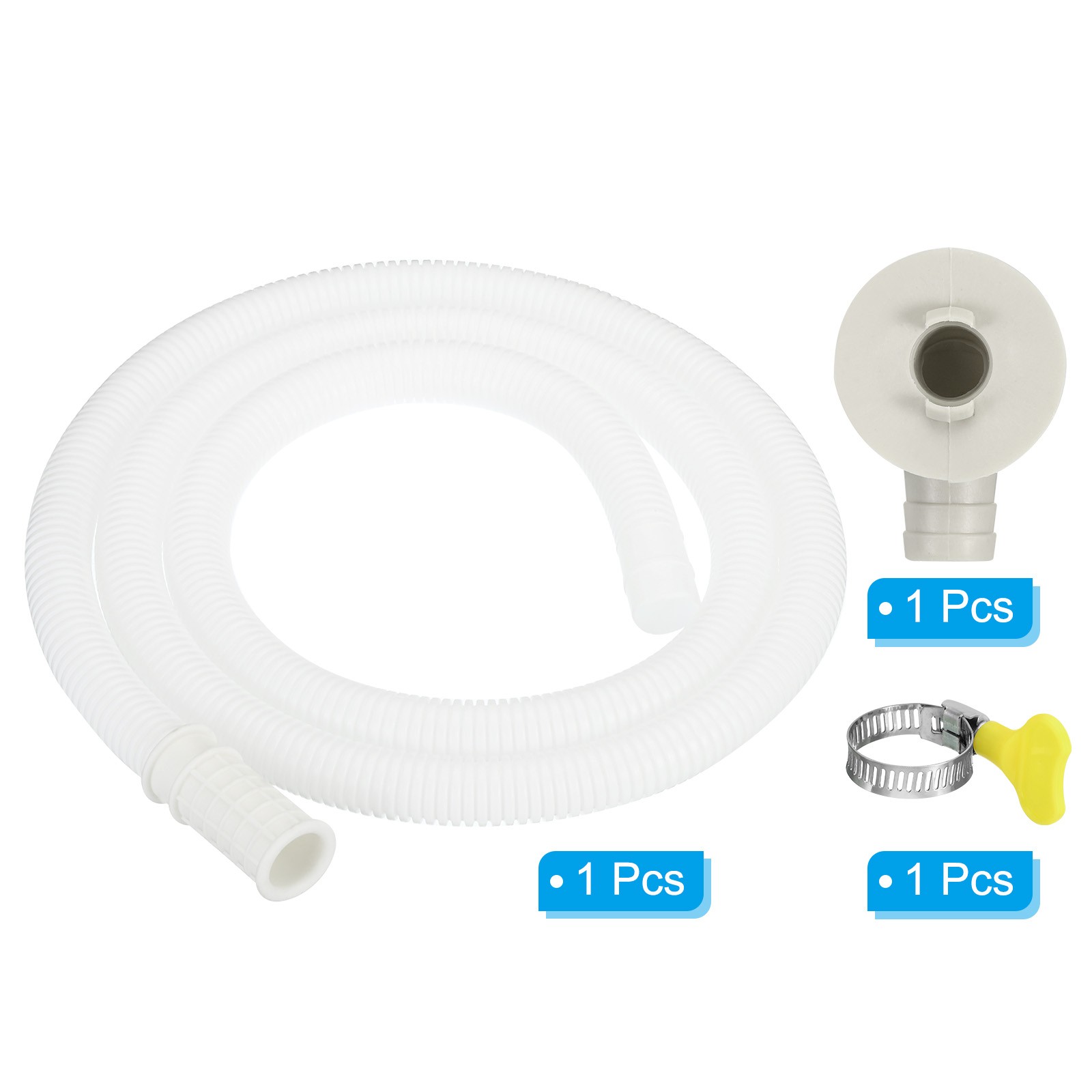 4.9ft Air Conditioner Drain Hose Kit, Hose with Clamp Connector 9, White