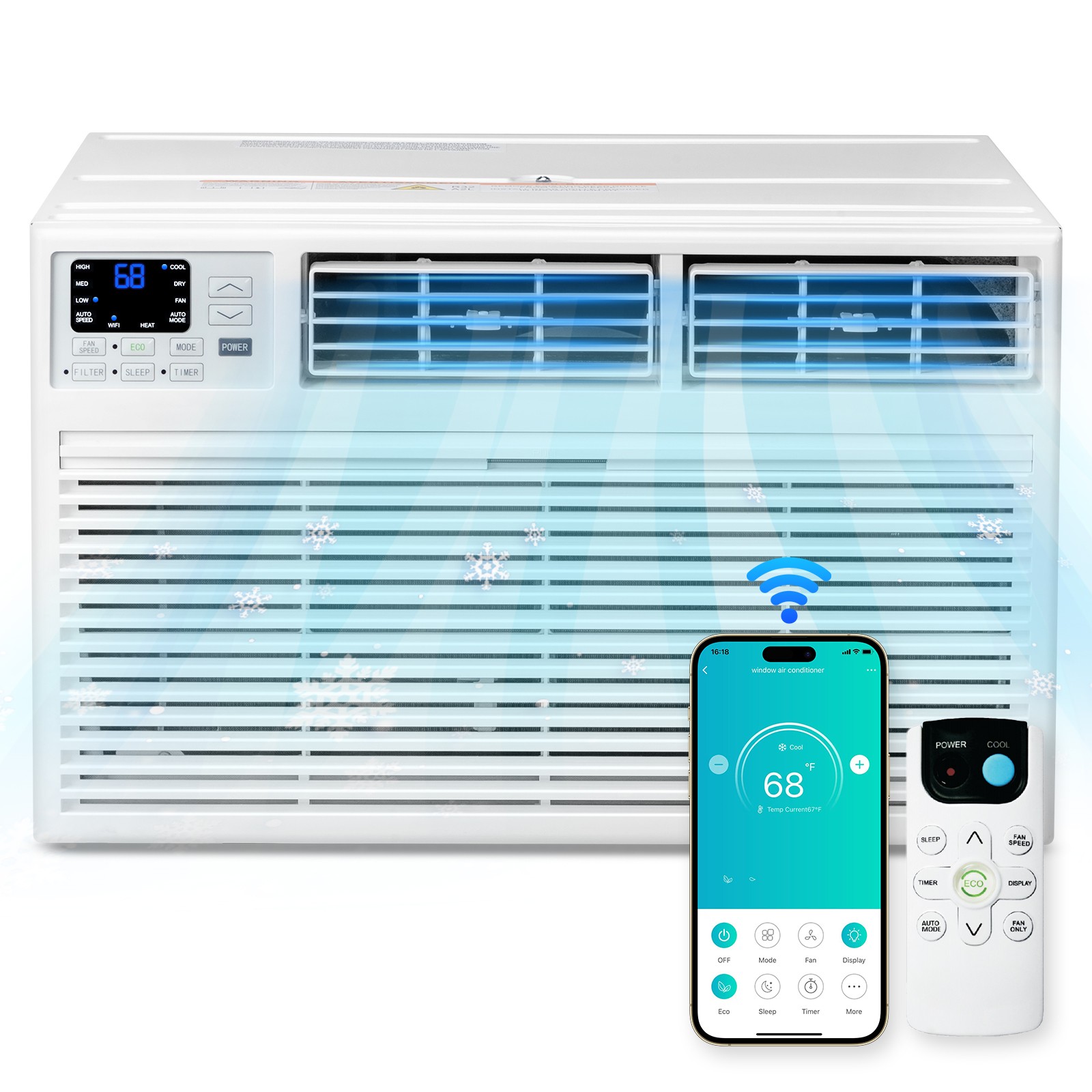 10000 BTU 450 Sq ft 3-in-1 Through-the-Wall Air Conditioner WiFi Enabled AC Unit