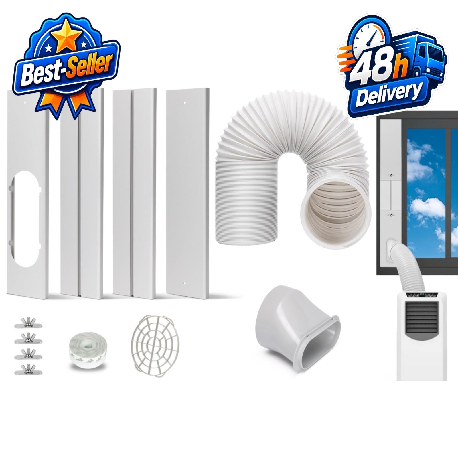 KLOLKUTTA Portable AC Window Vent Kit with 5.9&Prime; Exhaust Hose