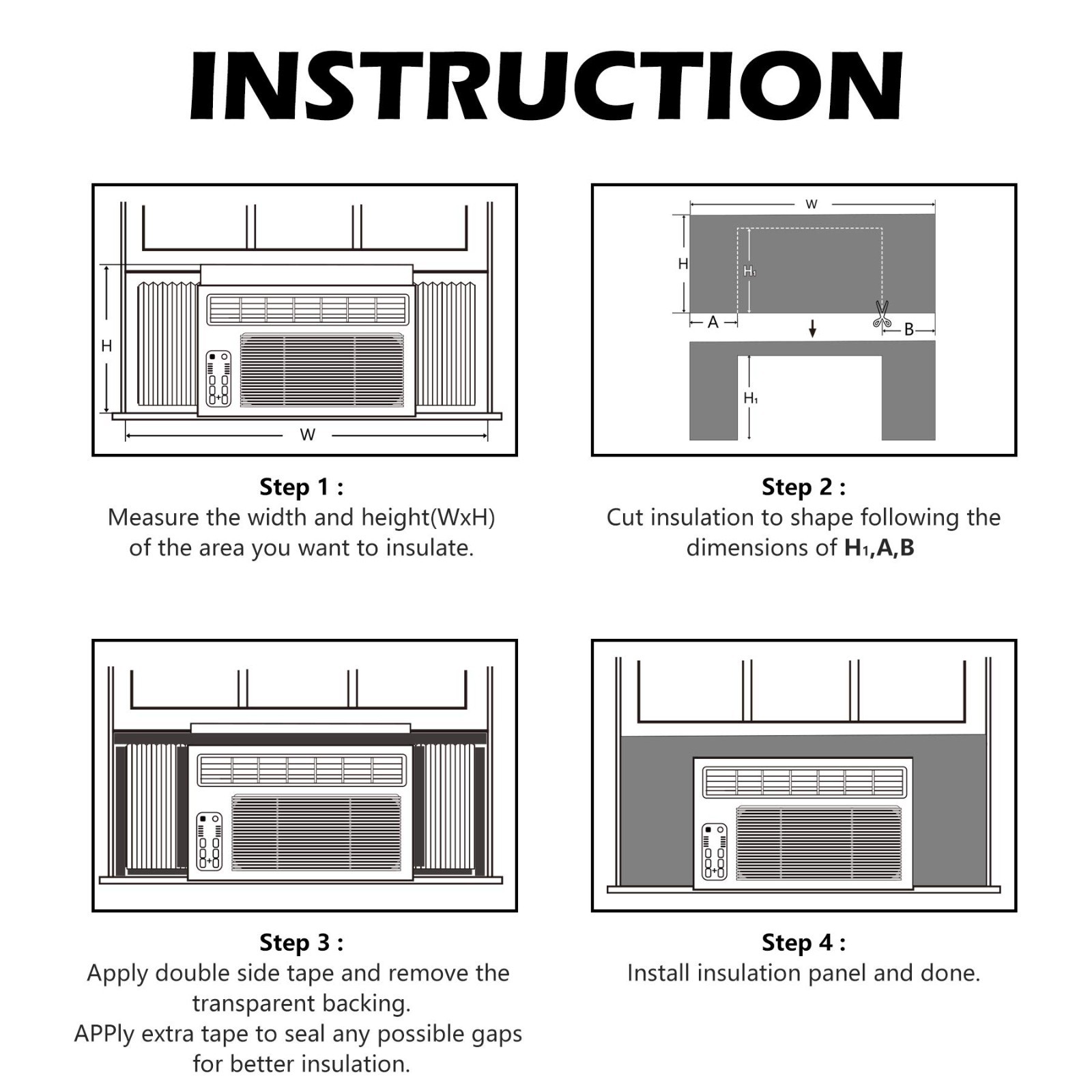 Window Air Conditioner Insulated Foam Panel Kit – Full Surround Seal for Heat &