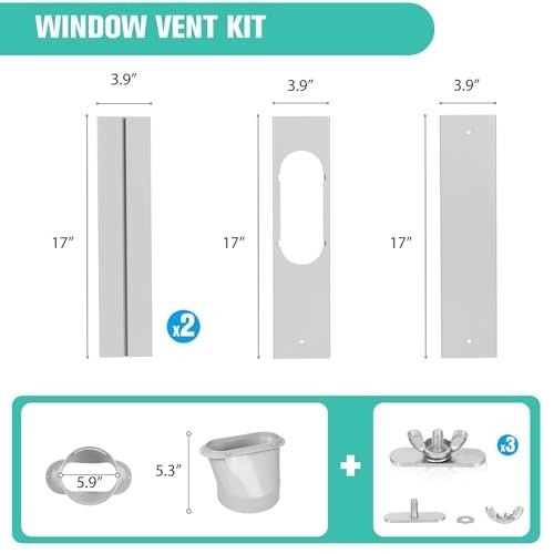 Portable Air Conditioner Window Vent Kit 5.9 Inch Exhaust Hose 59&Prime; Seal for