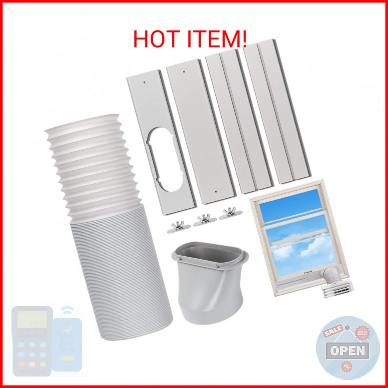 Portable AC Window Vent Kit, Sliding Window AC Seal Kit 5.9&Prime; Exhaust Hose