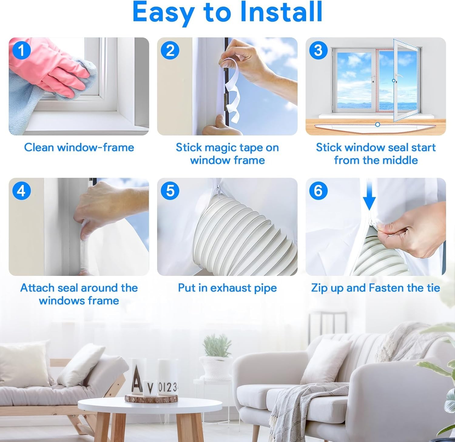 300cm Universal Portable AC & Dryer Window Seal Kit with Zip & Adhesive – Wat…