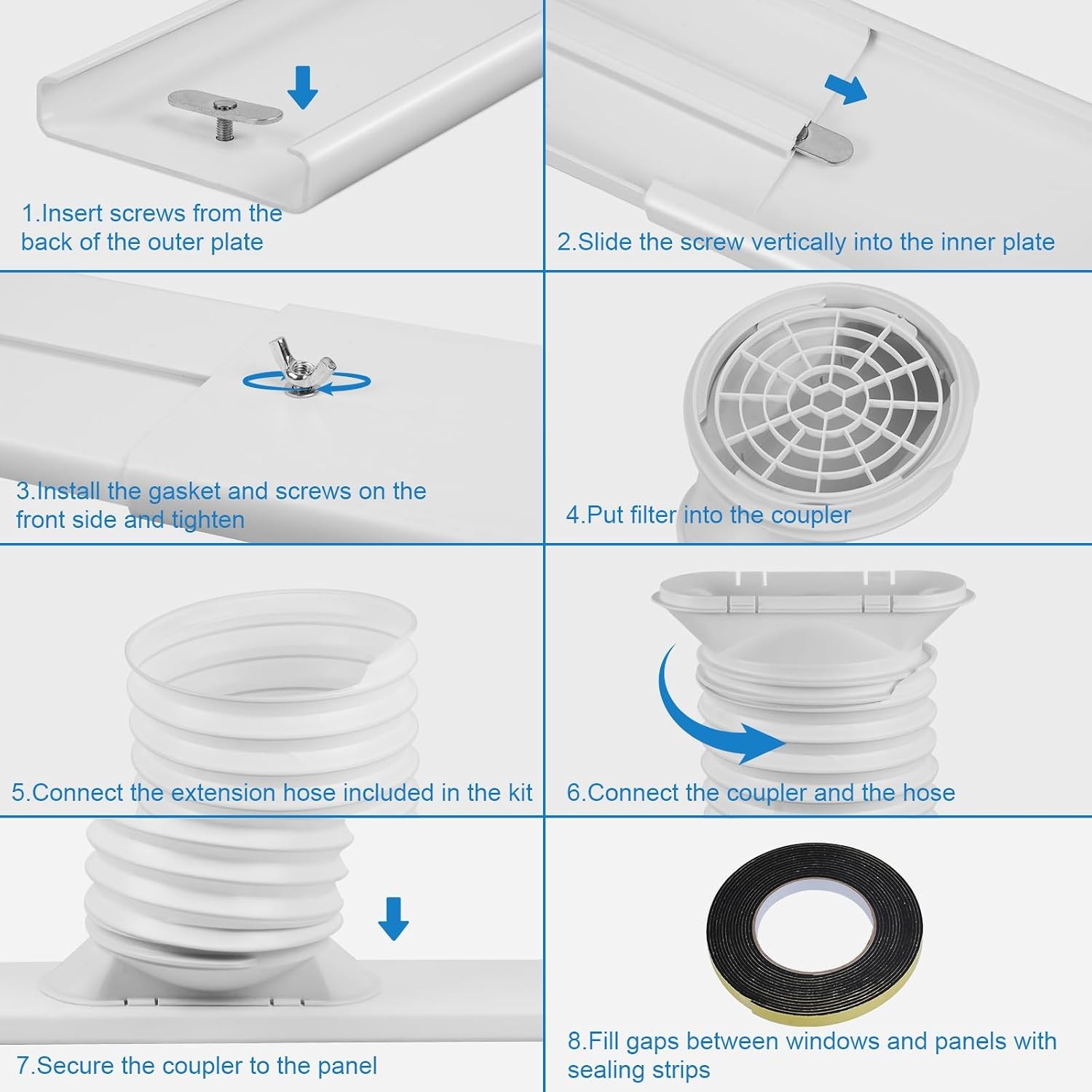 Portable Air Conditioner Window Vent Kit with 5.9&Prime; Exhaust Hose, Vent Kit