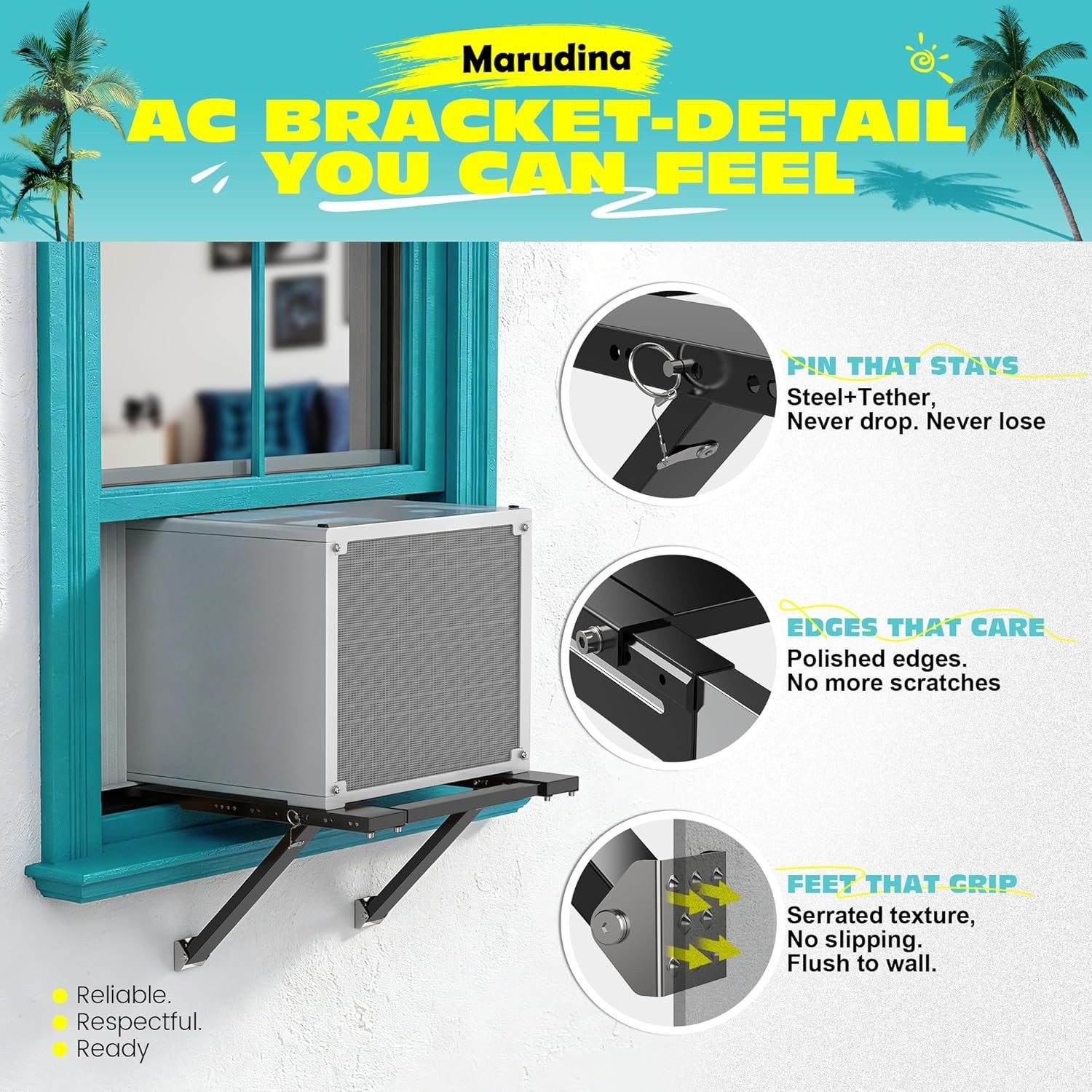 Heavy-Duty No-Drill AC Bracket 300LBS Support, Renter-Friendly Window Mount