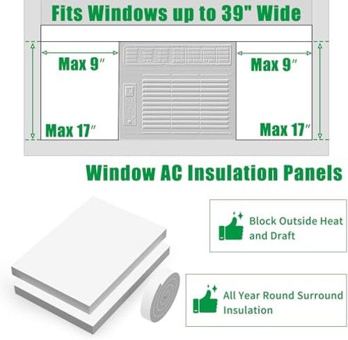 Forestchill Window Air Conditioner Side Panels, Pack of 2 Foam Panels Cover w…