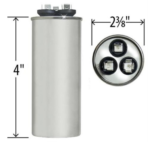 Round Dual Run Capacitor 45/5 uf for 370 or 440 Volt Systems – 5