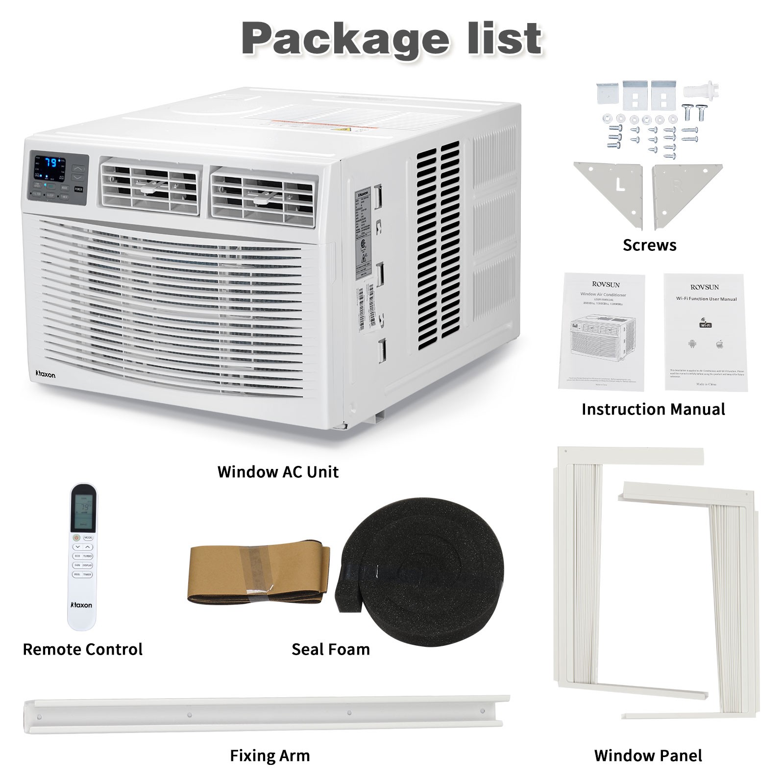 18000 BTU Window Air Conditioner Cool up to 100sp.ft w/Heat, Wifi, Install Kit