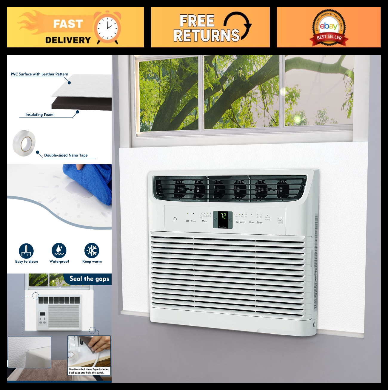 Window Air Conditioner Insulation Foam Panels – Energy Efficient AC Side Blocker