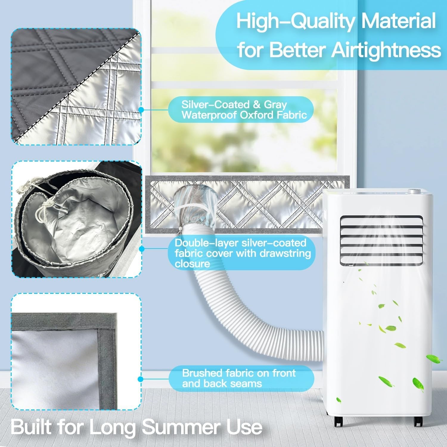 40&Prime; Heavy Duty Portable Air Conditioner Window Kit Reflective Aluminum Foil T…
