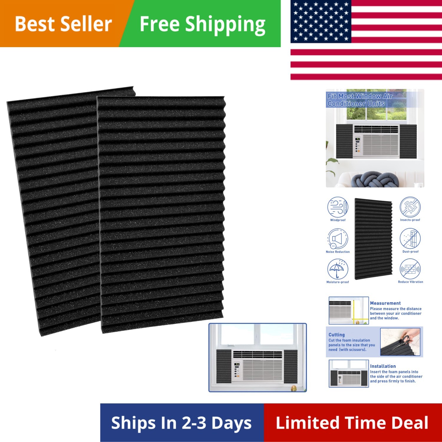 Window Air Conditioner Side Panels Foam Panels for Window Air Conditioner, AC…