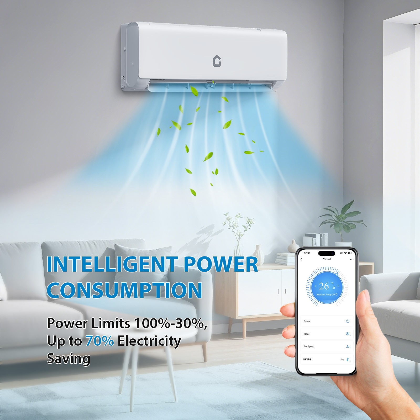 9,000BTU Mini Split Air Conditioner Heater Wall-Mounted Ductless System