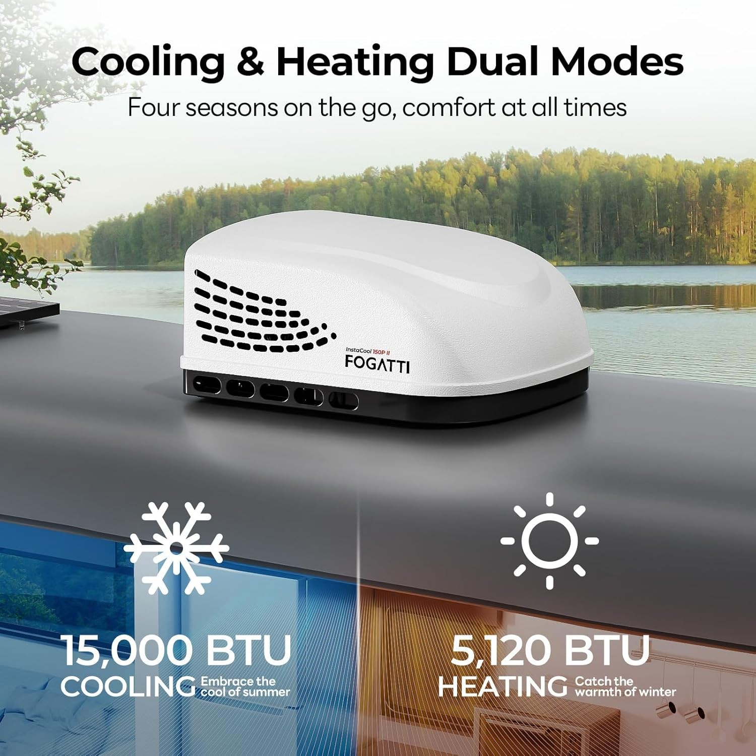 Heat &Cool Ducted 15000 BTU RV Air Conditioner 115V Camper RV Roof AC Unit