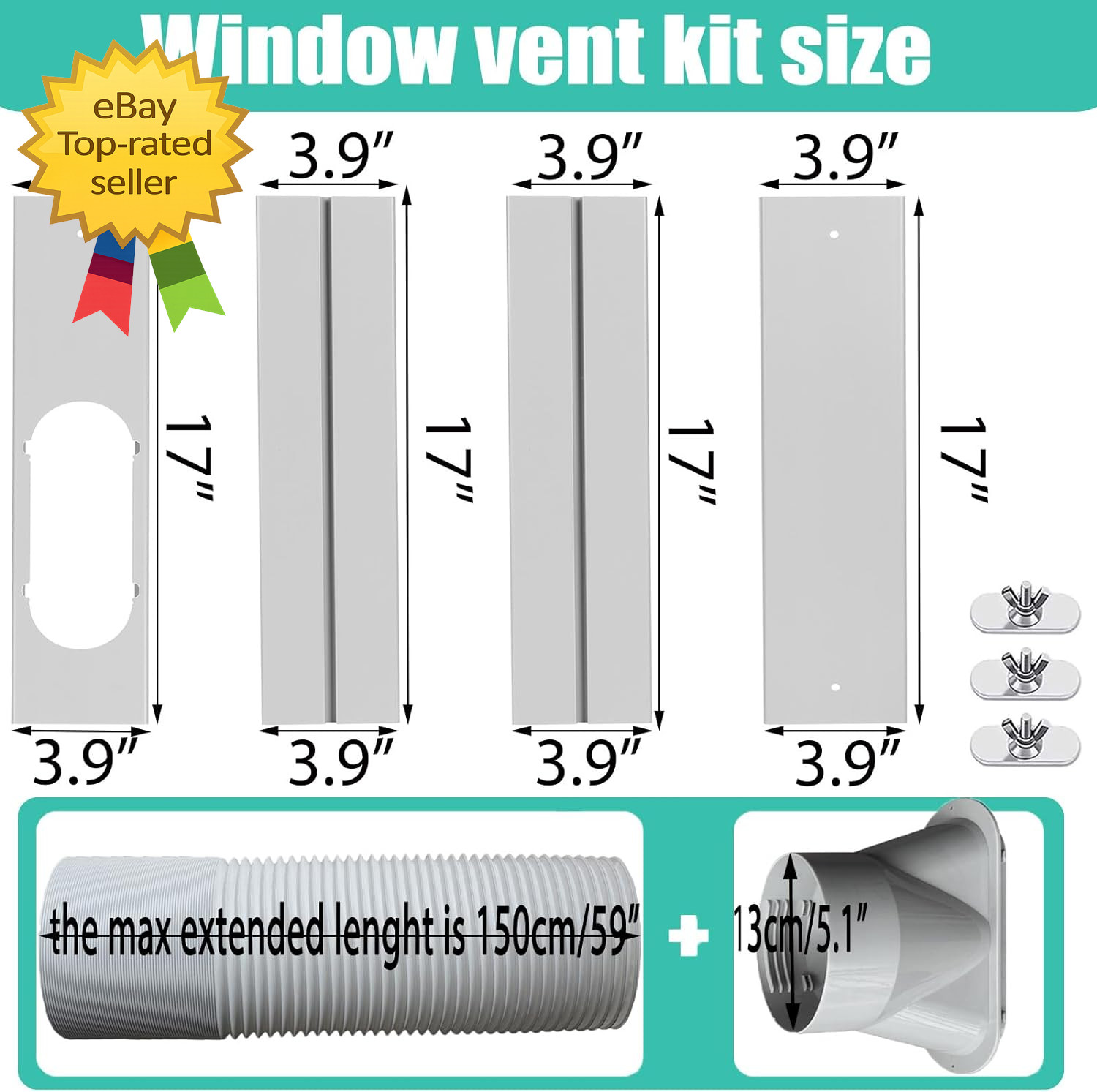 Portable Air Conditioner Window Vent Kit Exhaust Hose 5 1 Inch Sliding Window AC