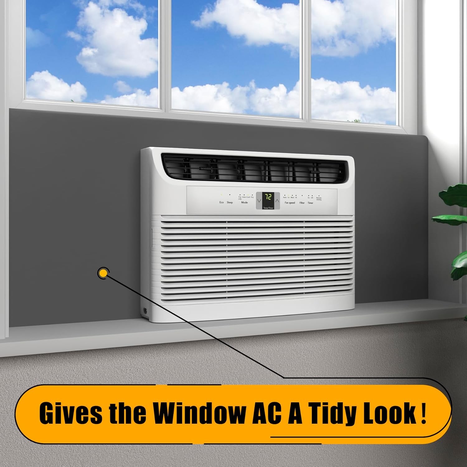 Window Air Conditioner Side Panels 48&Prime; Extended Width Full Surround AC Foam