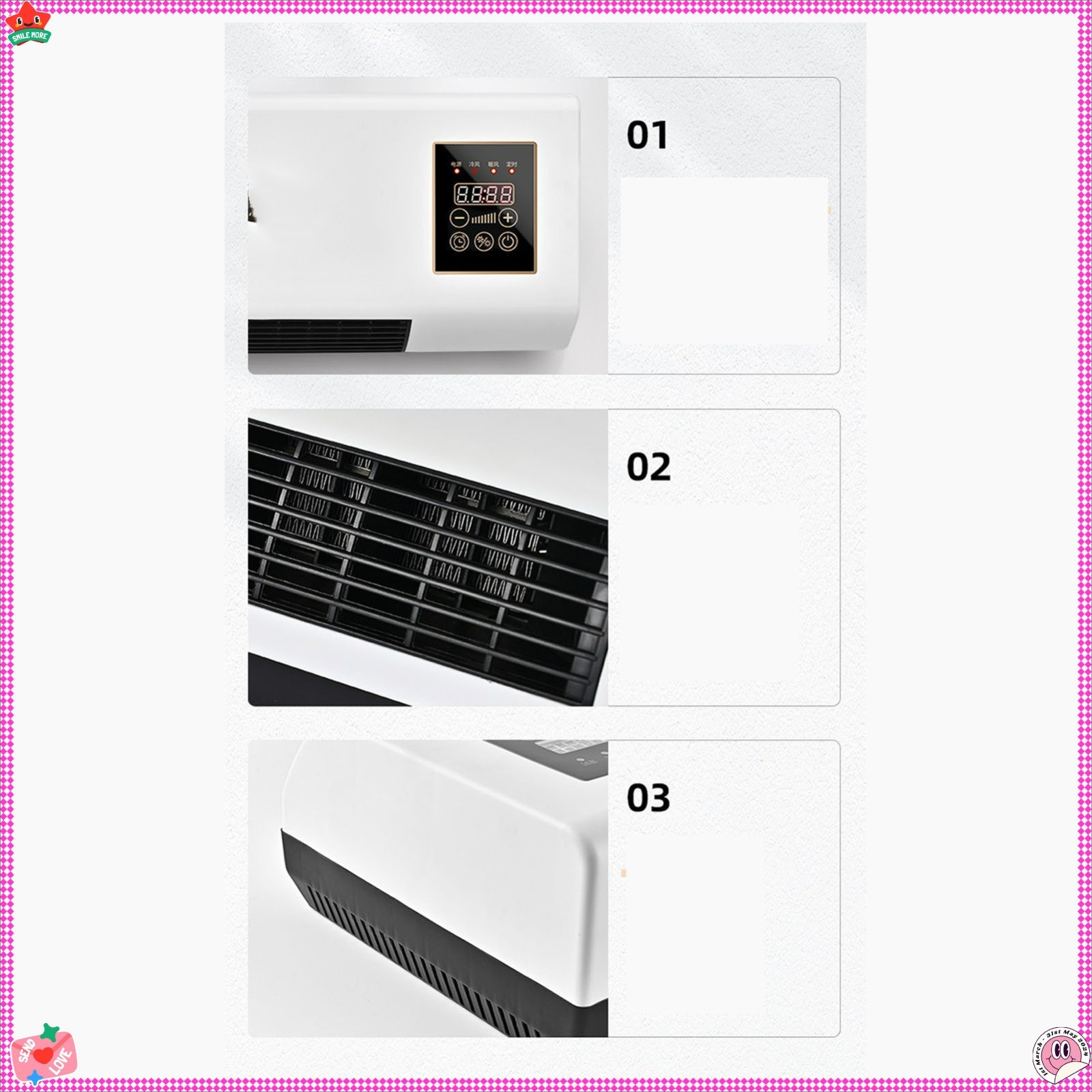 Wall-mounted heater And Air Conditioning with Natural Air, with Remote Control