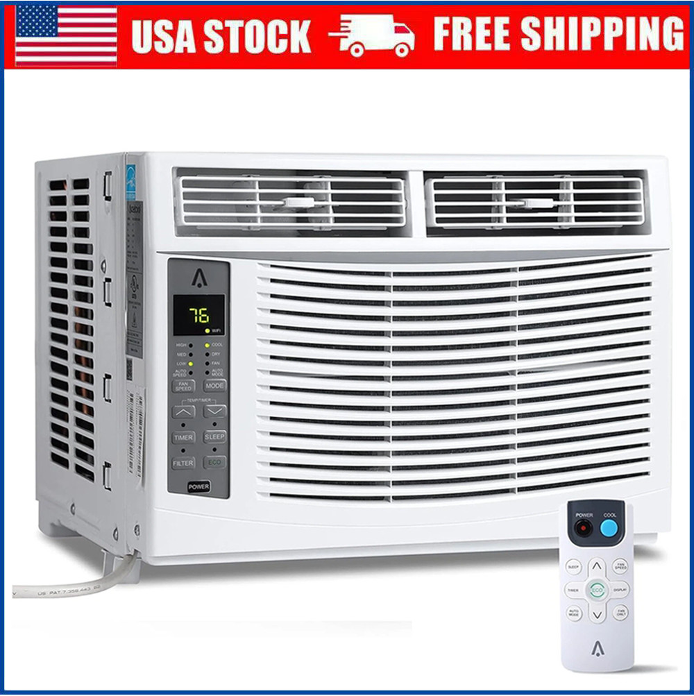 6000 BTU Window Air Conditioner Window AC Unit with Remote 3 Cooling Speeds 115V