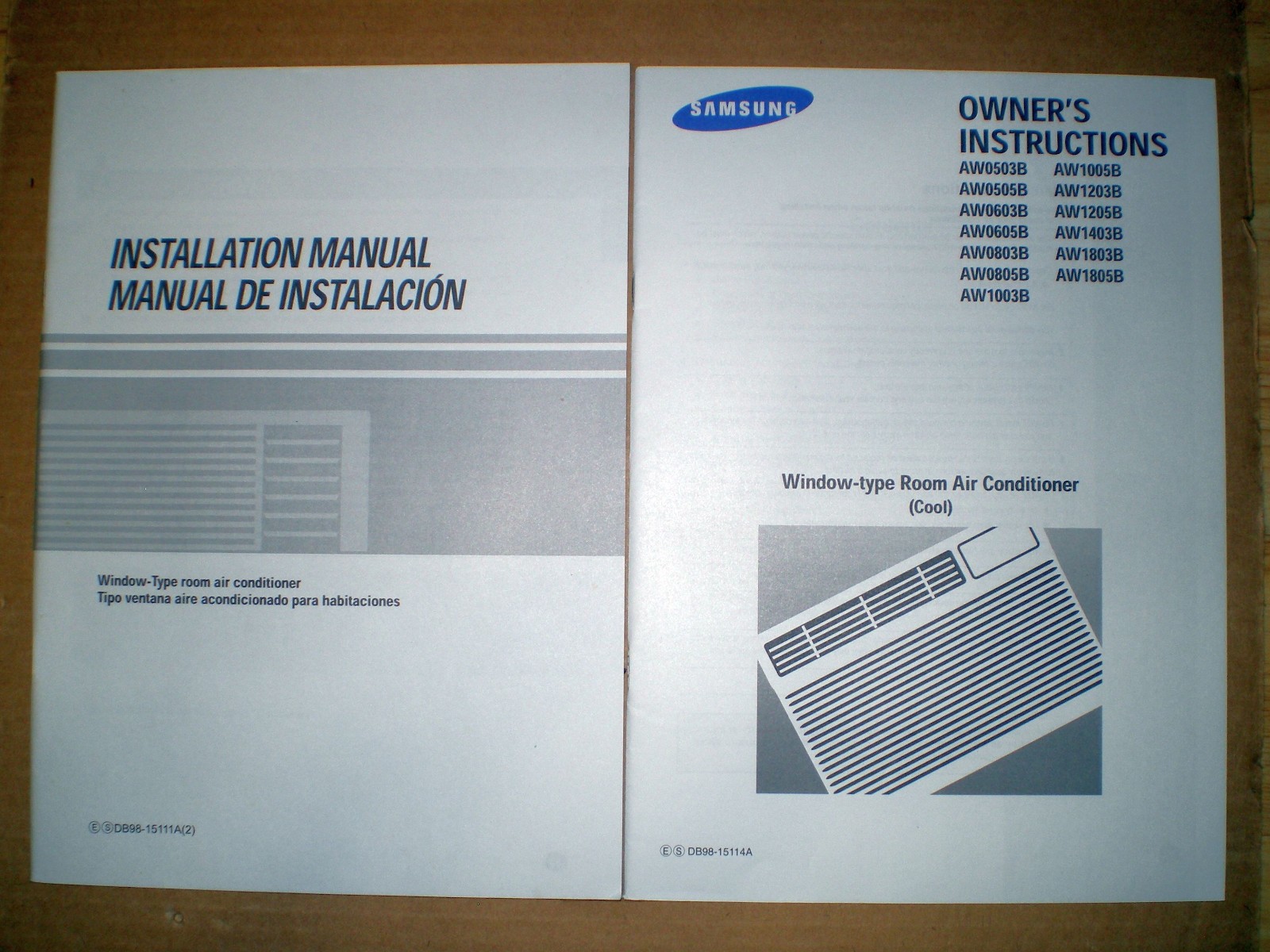 Samsung AW-series Window-type Air Conditioner Manual Set (see supported models)