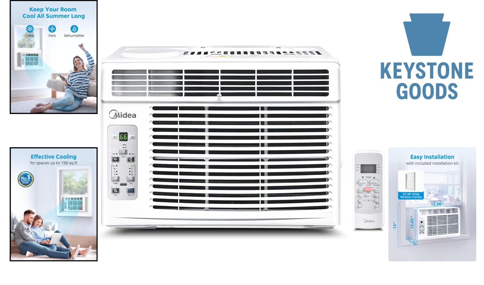 5,000 BTU Window Air Conditioner for Small Rooms with Remote & Reusable Filter