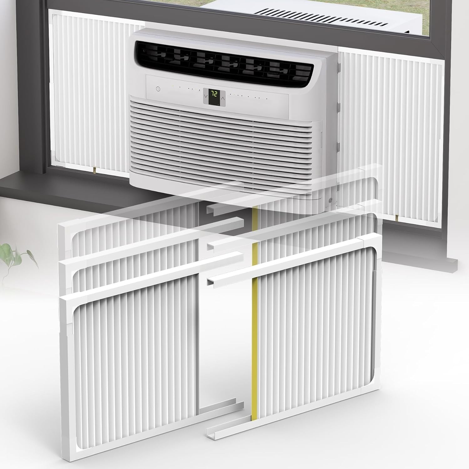 Window AC Side Panel with Frame, Adjustable Air Conditioner Side Panels for Wind