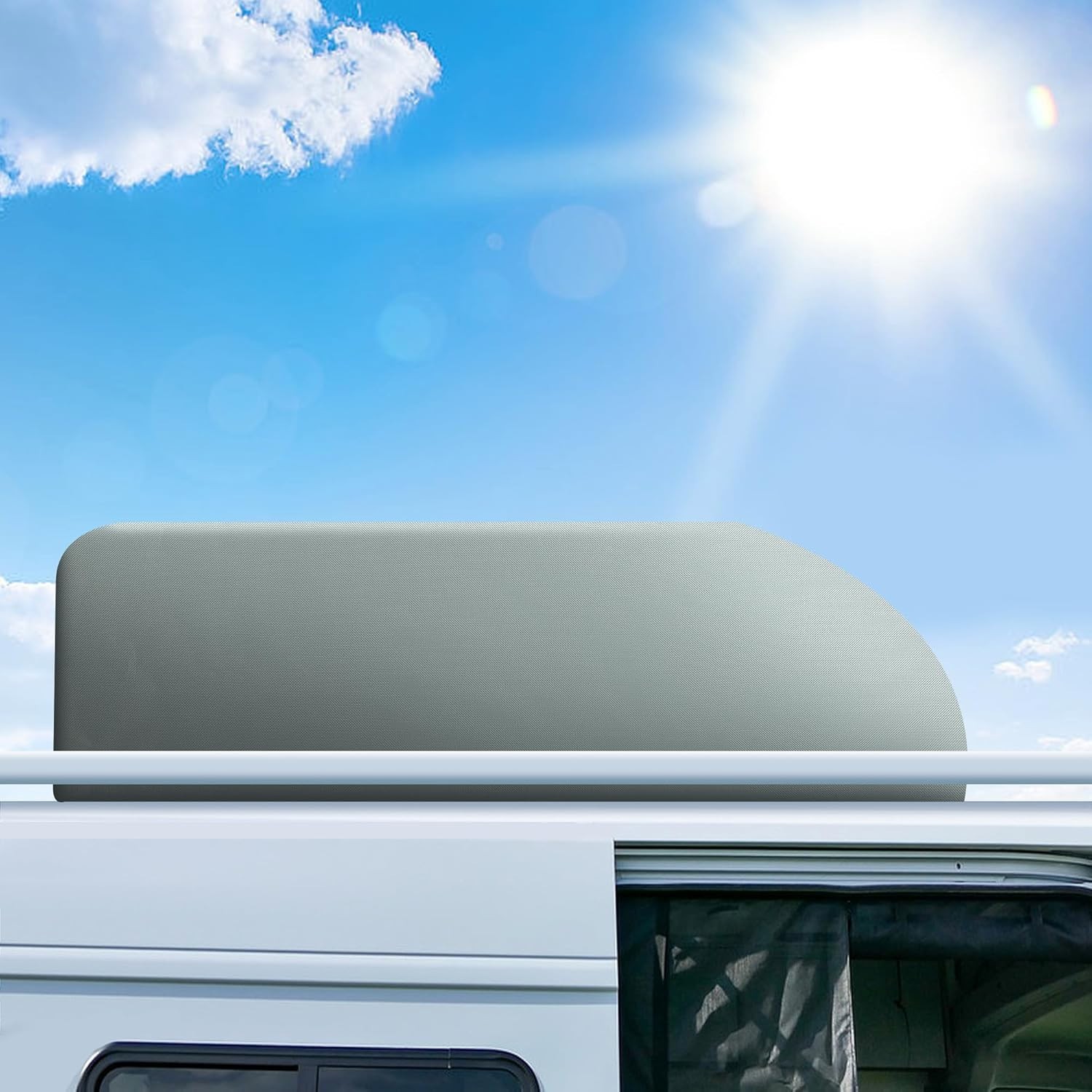 2PCS Gray RV AC Cover, Winter Dustproof Roof Top AC Cover with Drawstring