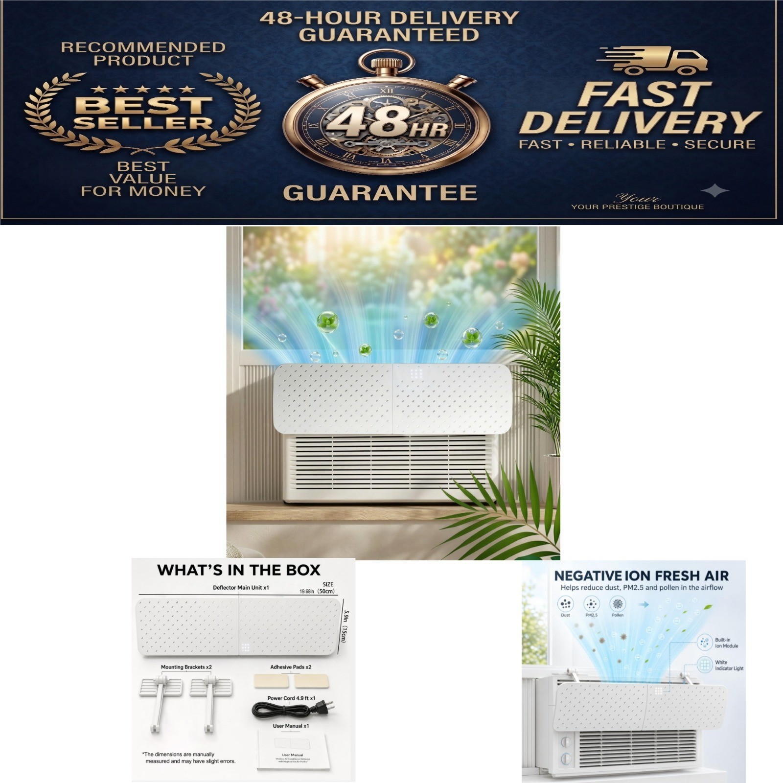 AirFlow Pro Cool & Pure Window AC Deflector with Ion Purifier