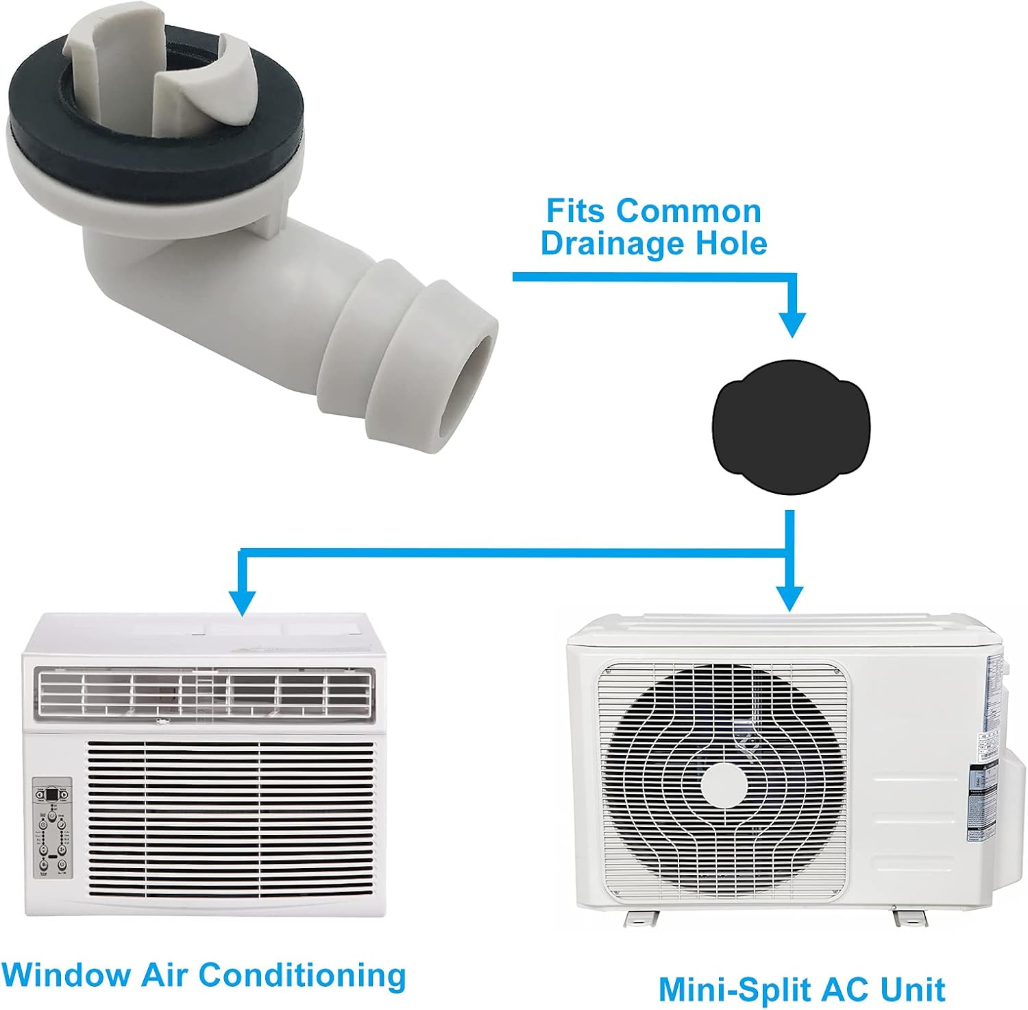 3/5 Inch(15Mm) Air Conditioner Drain Hose Connector Elbow Fitting with Rubber Ri