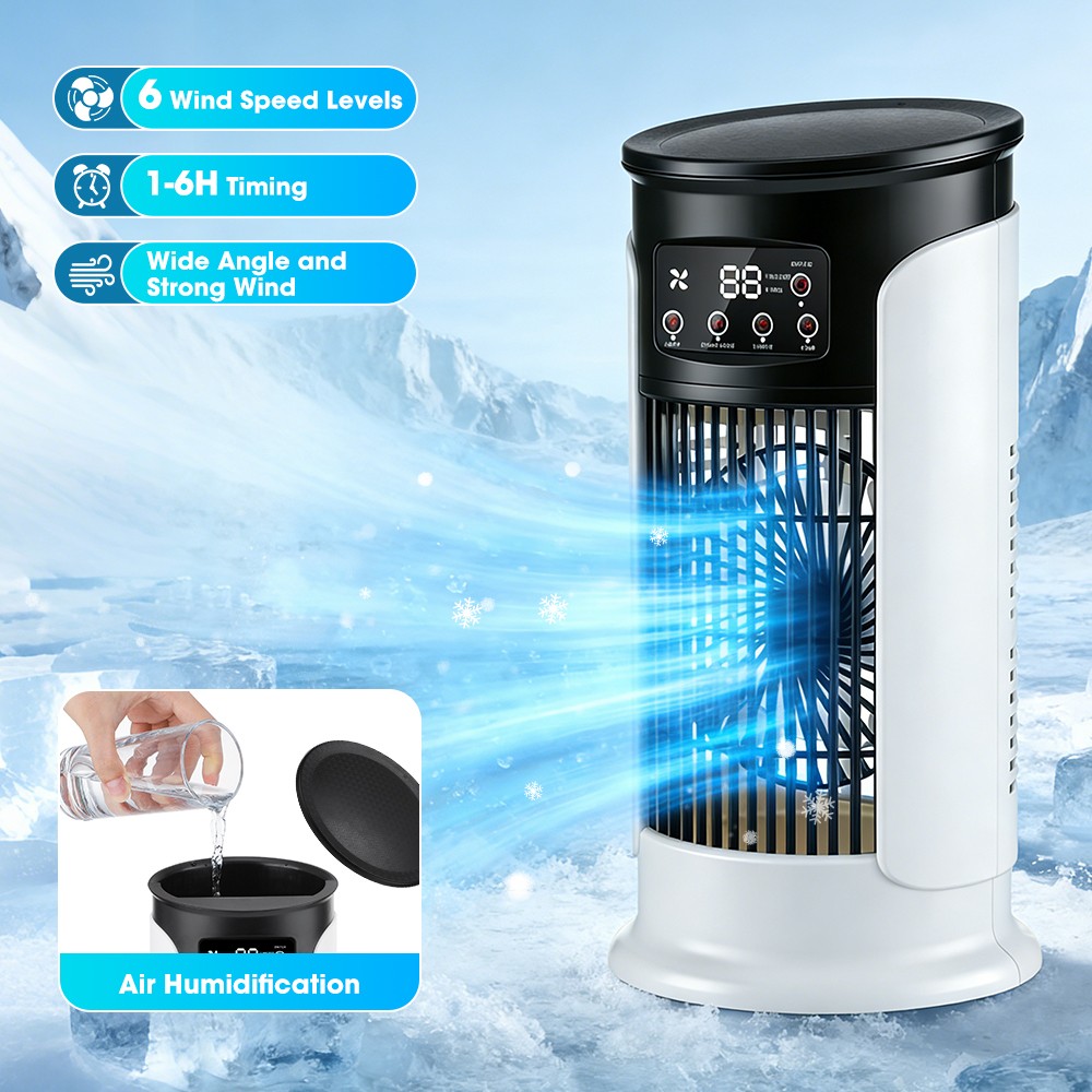 Portable Air Conditioner 3in1 Quiet 6-Speeds Air Cooler Humidifier Cooling Fan