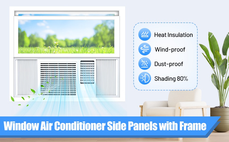 Window AC Side Panels with Frame Windproof for Bedroom Living Room Hotel
