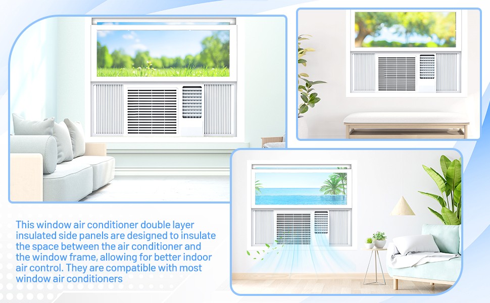 Window AC Side Panels with Frame Windproof for Bedroom Living Room Hotel
