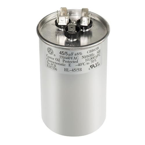 Dual Run Capacitor 45+5 uF 370V/440VAC for Heat Pump & AC – 10 Year Warranty