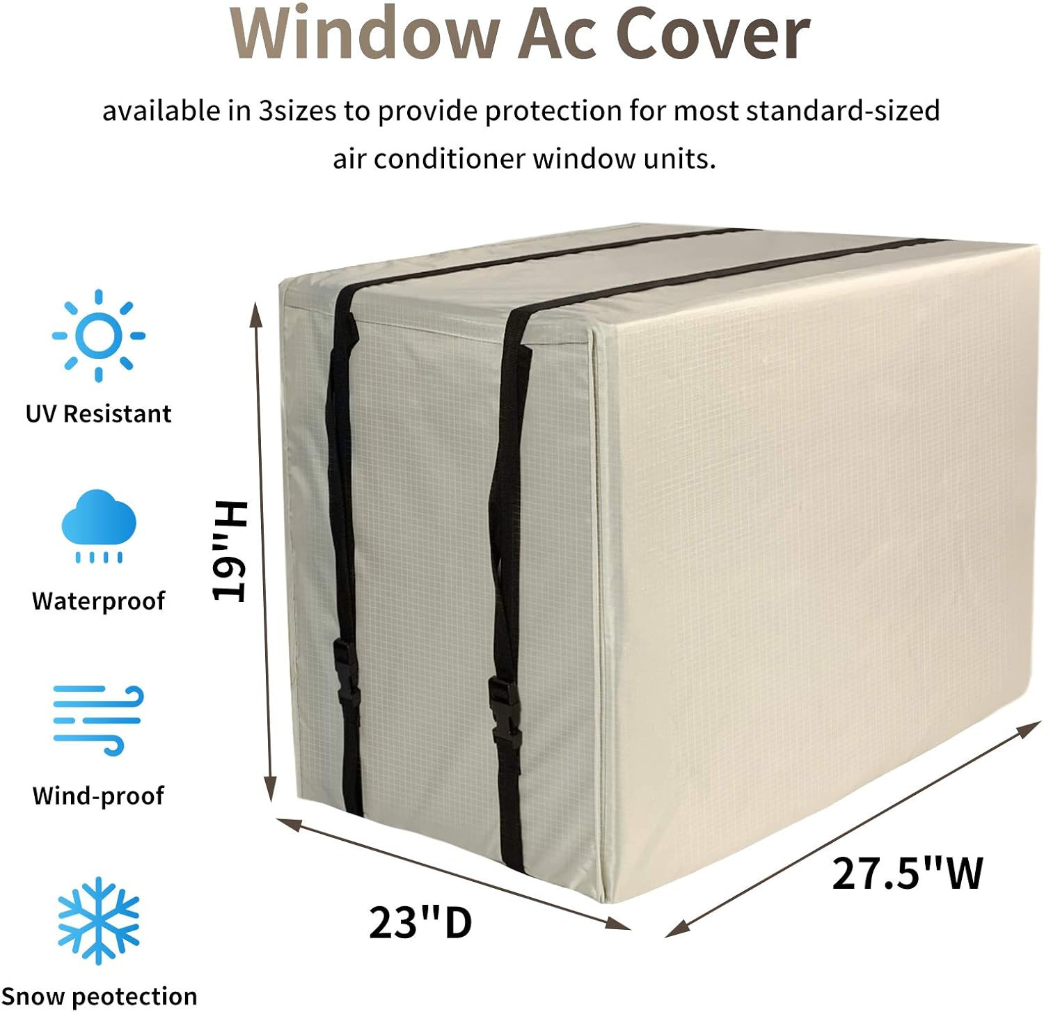 Window Air Conditioner Cover L 27&Prime;W X 23&Prime;D X 18&Prime;H Beige