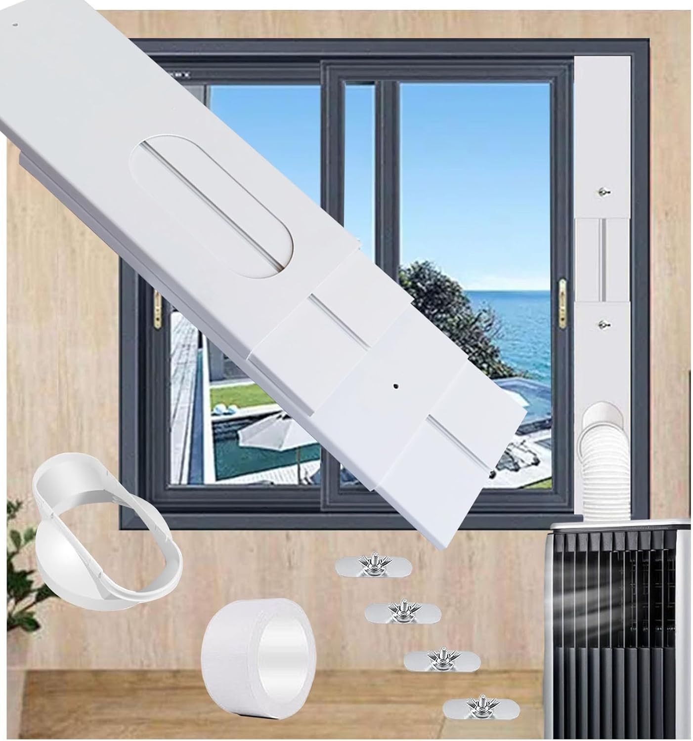Portable Air Conditioner Window Seal Kit with Coupler,Adjustable Vertical/Hor…