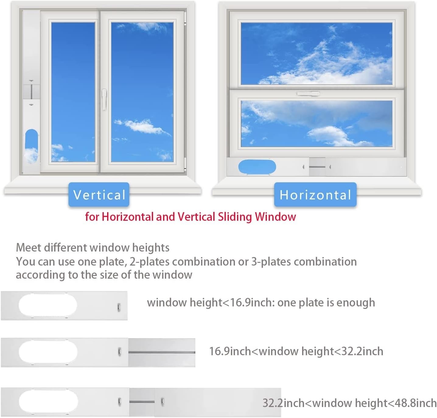 Effortless Installation Adjustable AC Window Vent Kit with 5.1” Hose Included