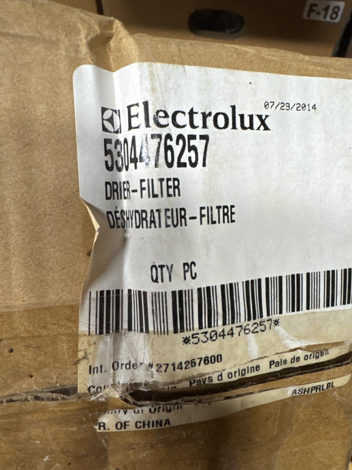 Genuine OEM Electrolux 5304476257 Air Conditioner Filter Drier