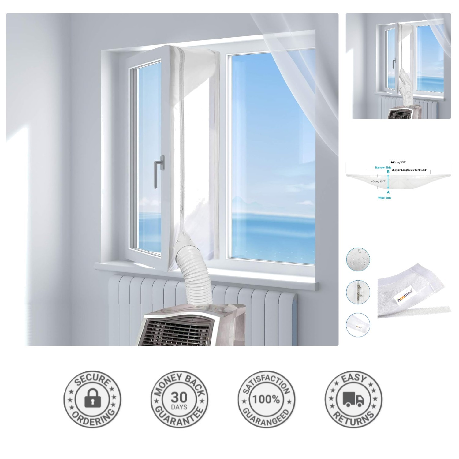 157 Inch Window Seal with Adhesive Fastener – Ideal for Portable AC Units