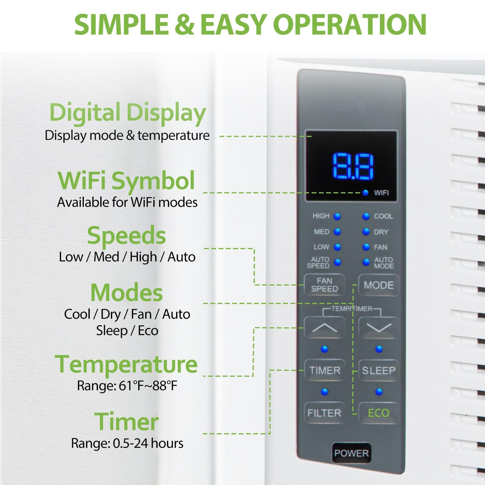 ACHAZEL 6000 BTU Window Air Conditioner with WiFi Smart Window AC Unit