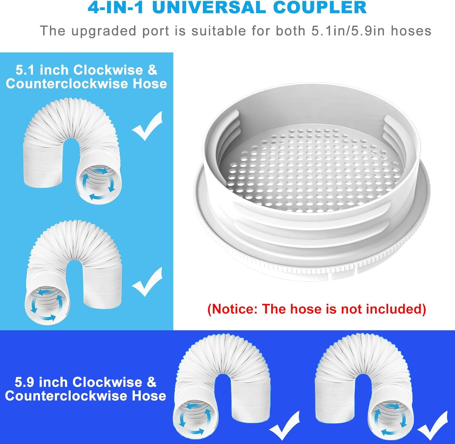 Portable Air Conditioner Window Vent Kit with 2-In-1 Coupler Fit for 5.0&Prime;/5.9” E