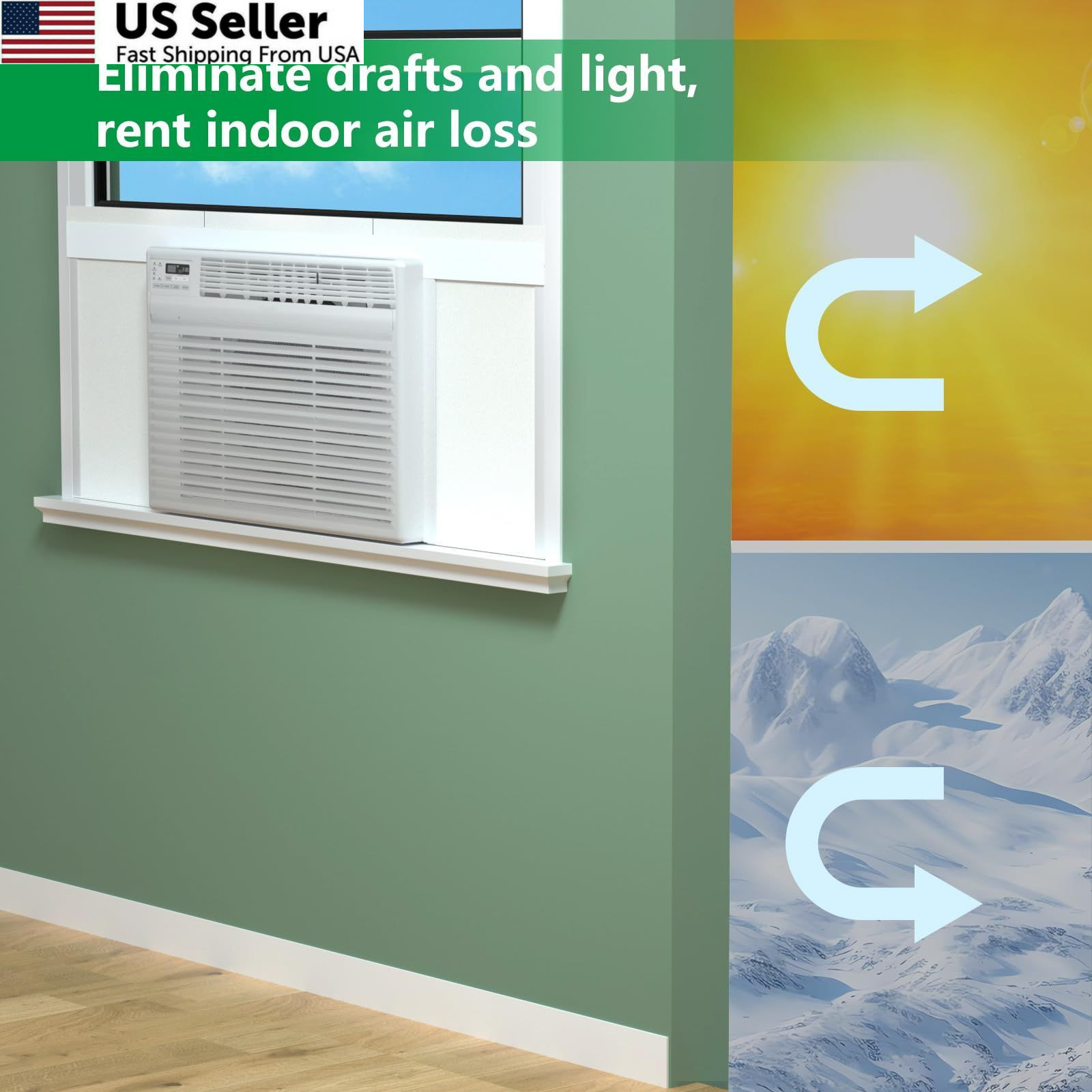 Window Air Conditioner,Side Insulated Foam 1 Count (Pack of 1), BLACK WHITE