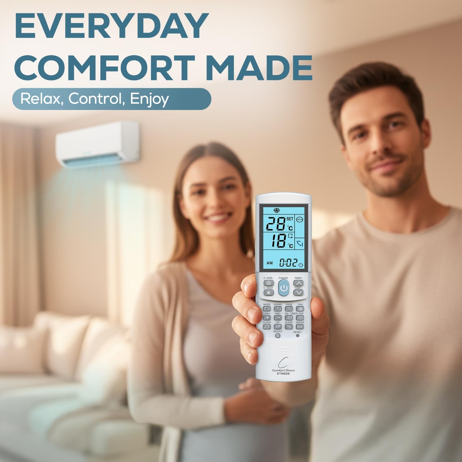 Universal Mini-Split Air Conditioner Remote Control – Dual °F/°C Modes, Compatib