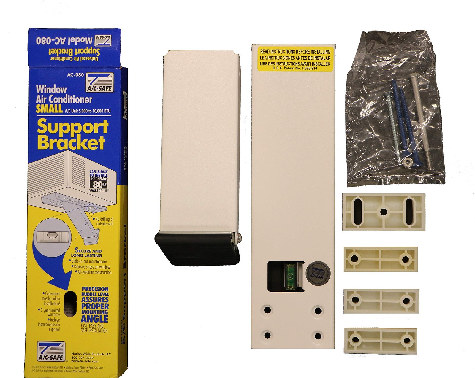 Universal window ac support bracket light duty for acs up to 80 lbs