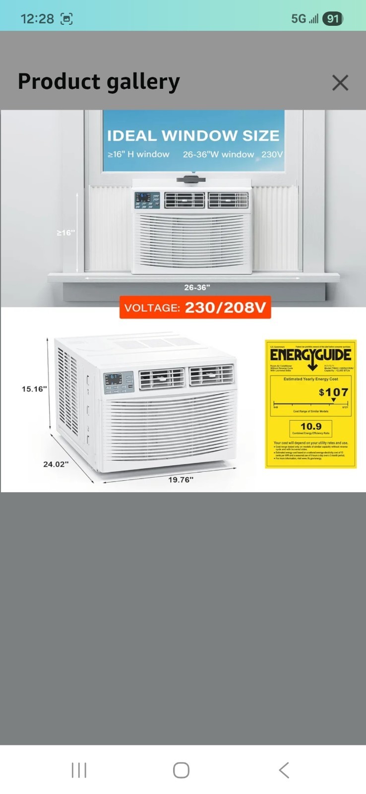 Rovsun 12000 Btu Ac/Heater Window Air Conditioner