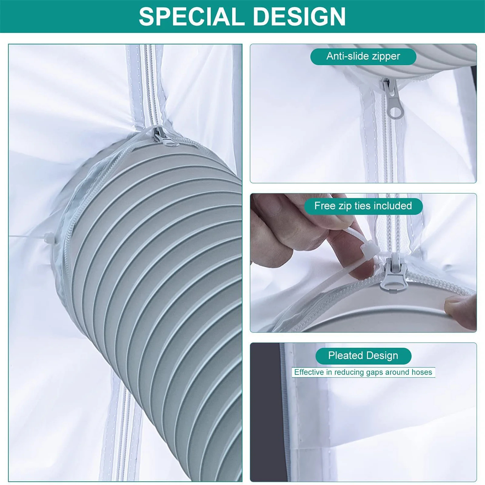 Air Conditioner Window Sealing Cloth with Zip Adjustable Length Seal Window Air