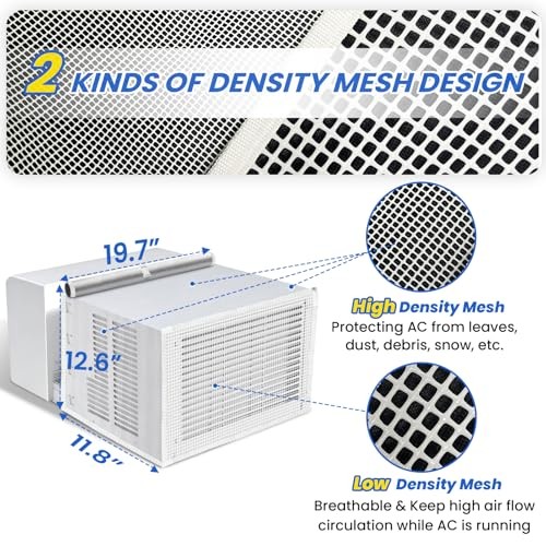 U-shaped Window AC Cover: PVC Mesh for U Shape White (Upgraded White Top Cover)