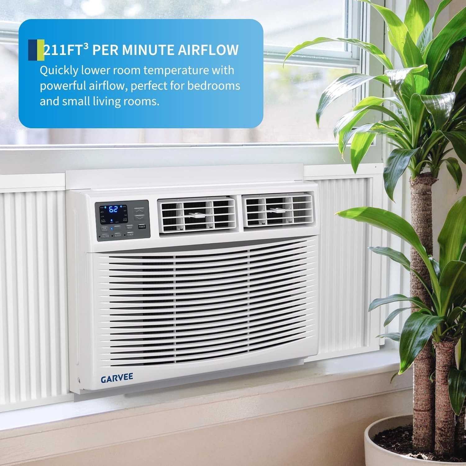❄️4-in-1 Comfort: 8000 BTU Window Air Conditioner with Heater, Dehumidifier & Fa