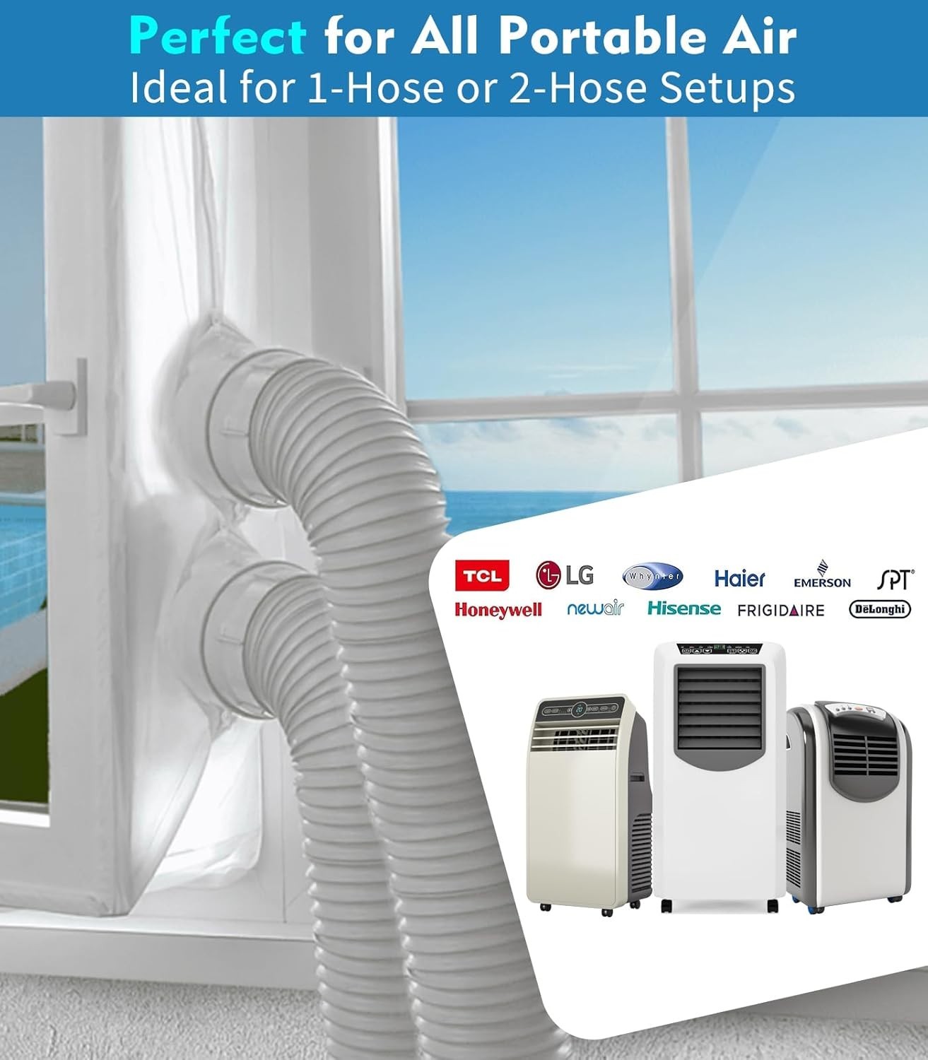 Portable AC Window Seal Kit 400CM 157&Prime; – Universal No-Drill Window Vent for C…