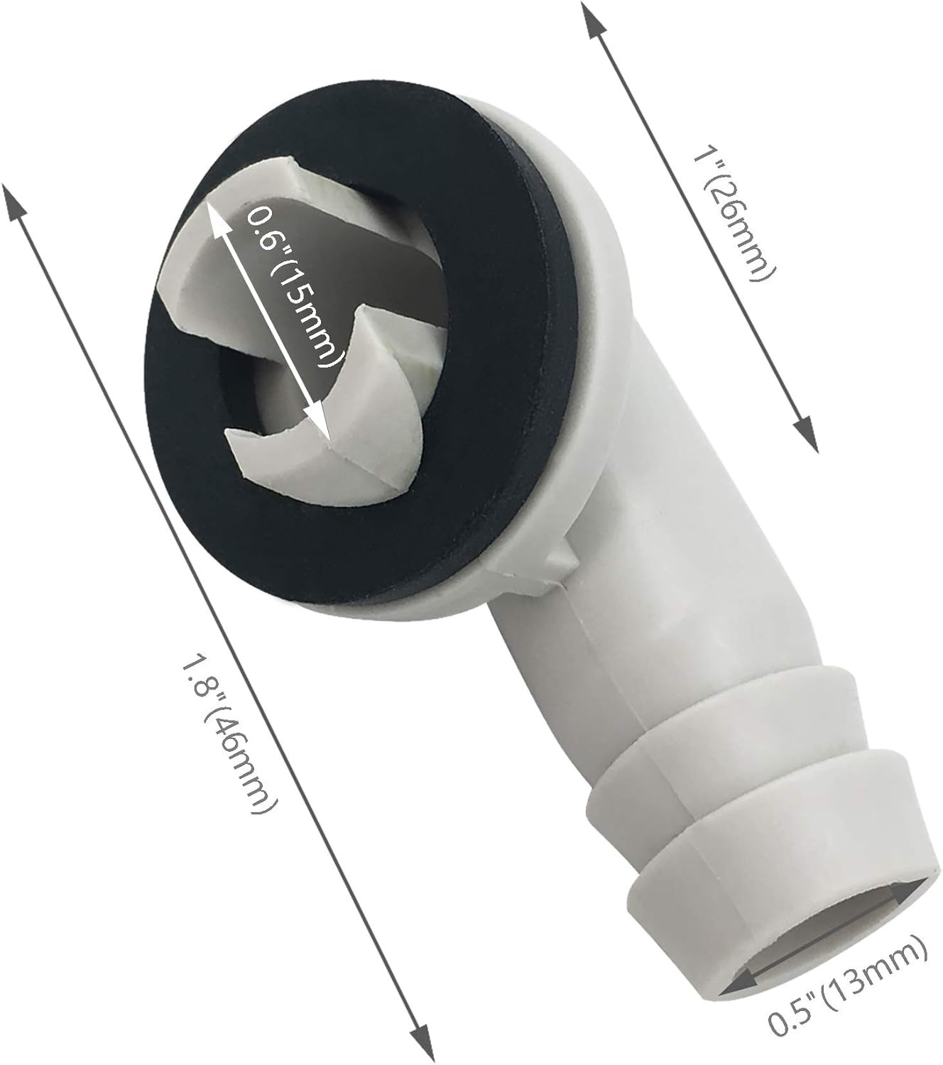3/5 Inch(15Mm) Air Conditioner Drain Hose Connector Elbow Fitting with Rubber Ri